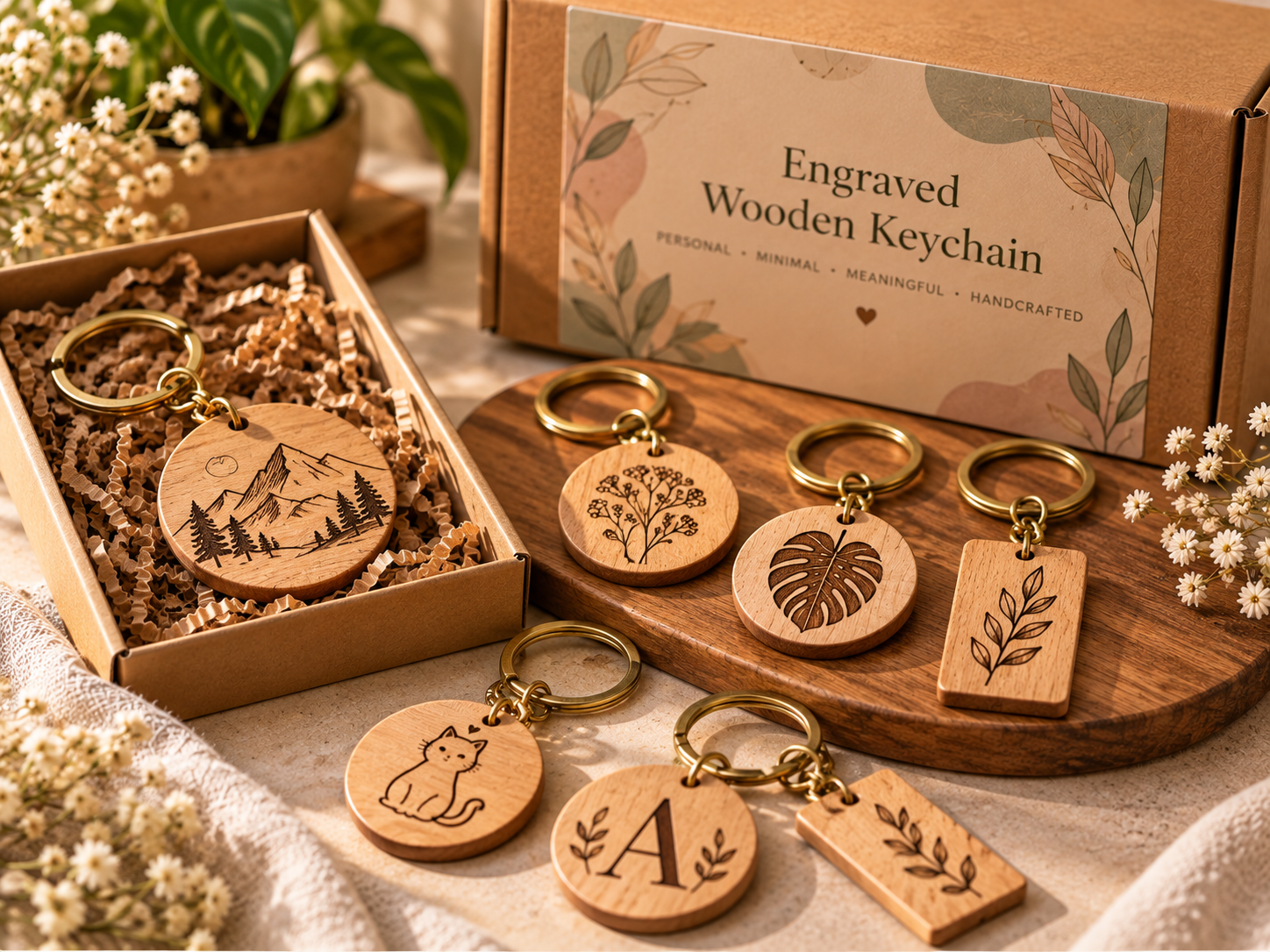 Engraved Wooden Keychain